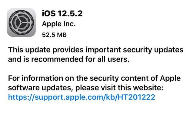 坡头镇苹果手机维修分享iOS12.5.2发布，建议所有老苹果用户安装 